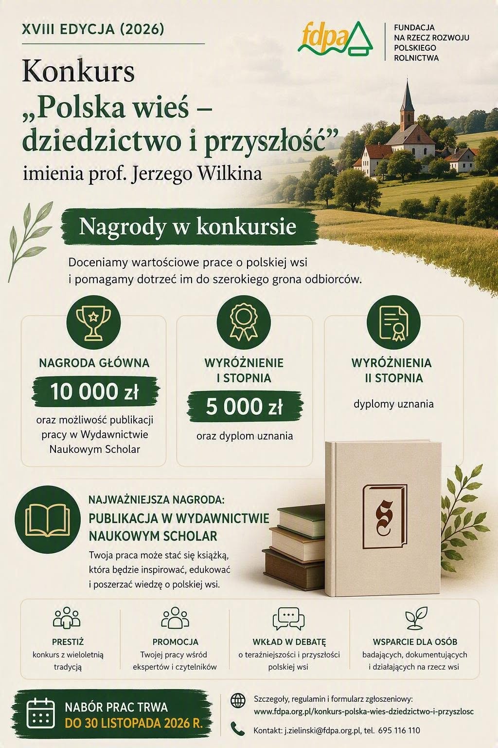 Miniatura artykułu Ruszyła XVIII edycja konkursu „Polska wieś – dziedzictwo i przyszłość” imienia Profesora Jerzego Wilkina